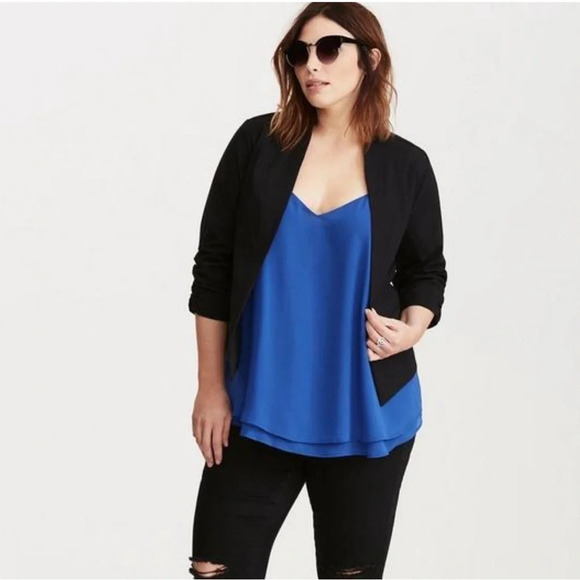Torrid Deluxe Stretch Ruched Sleeved Blazer (Plus Size) - Picture 2 of 10